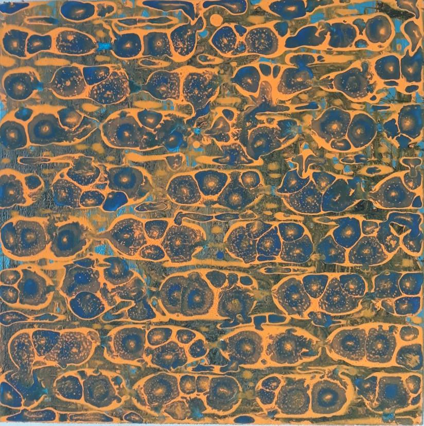 30 cm x 30 cm orange bleu