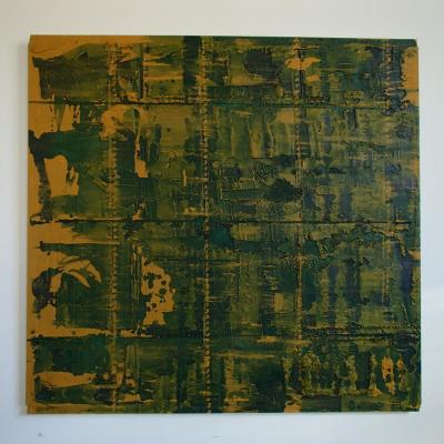 120 cm x 120 cm vert sur ocre